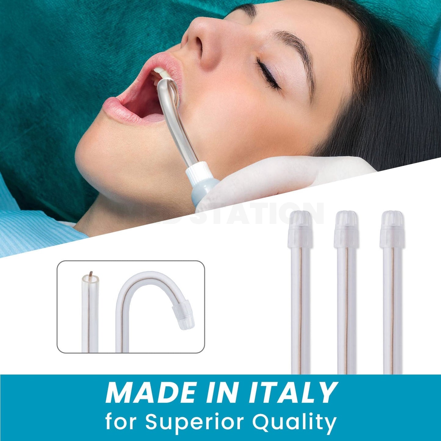 100pcs Euronda Monoart Disposable Saliva Ejectors EM15 - Transparent