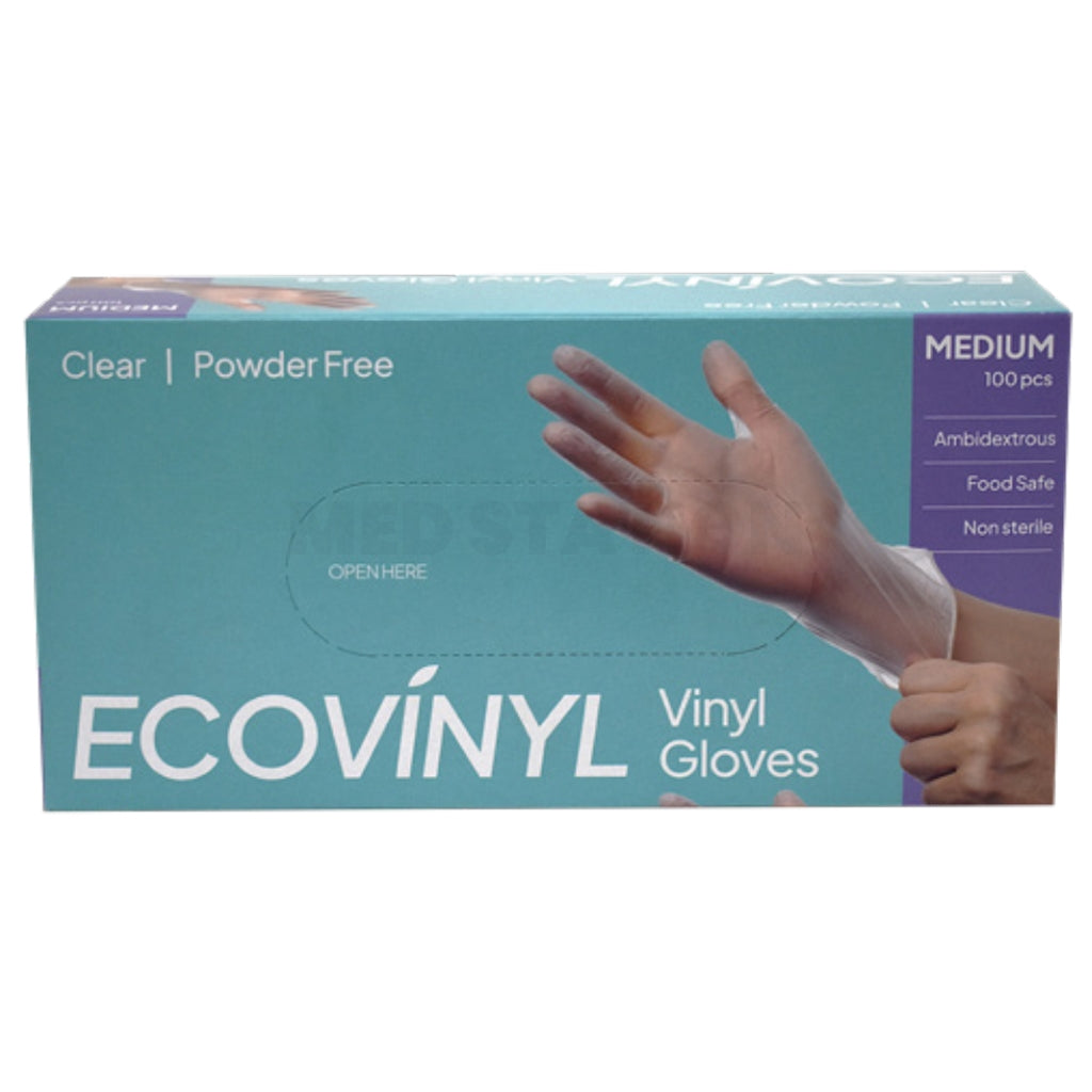 ECO VINYL Clear Powder Free Gloves Pack of 1000 (100PCS x 10 boxes) - Medium