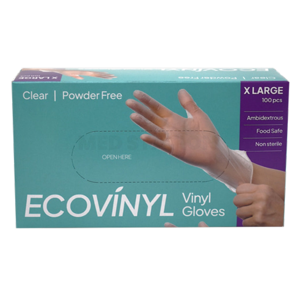 ECO VINYL Clear Powder Free Gloves Pack of 1000 (100PCS x 10 boxes) - Extra Large
