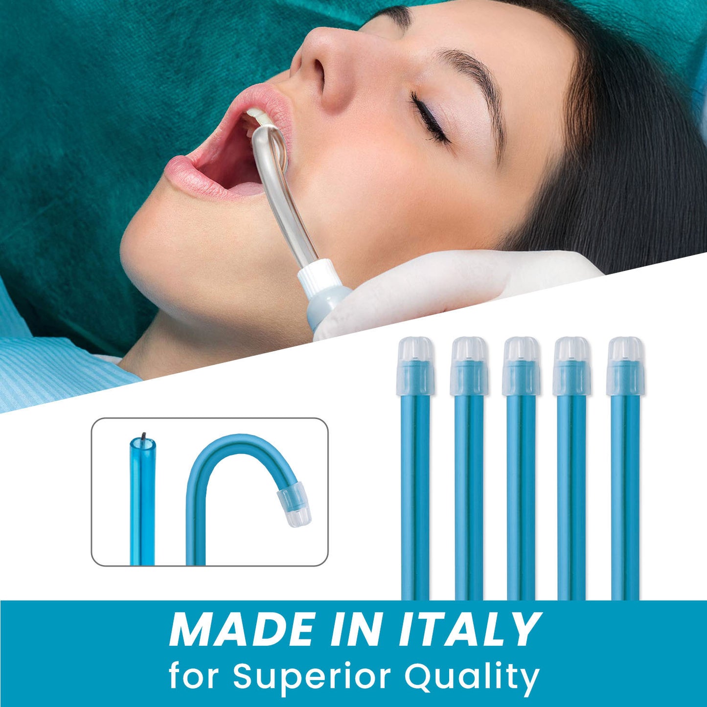 1000pcs Euronda Monoart Disposable Saliva Ejectors EM15 - Blue Lagoon