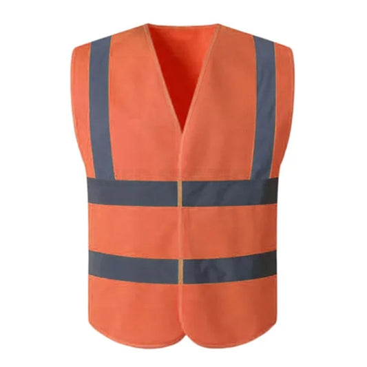 Reflective Vest Safety Workwear Unisex High Visibility Orange - L