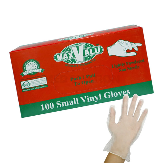 Lightly Powdered Vinyl Gloves - Available in S/M/L/XL