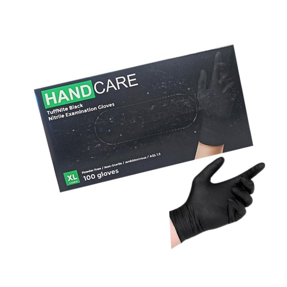Handcare TuffNite Black Nitrile Examination Gloves Pack of 100 (1 Box) - Extra Large