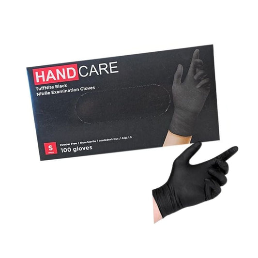 Handcare TuffNite Black Nitrile Examination Gloves Pack of 1000 (10 boxes) - Small