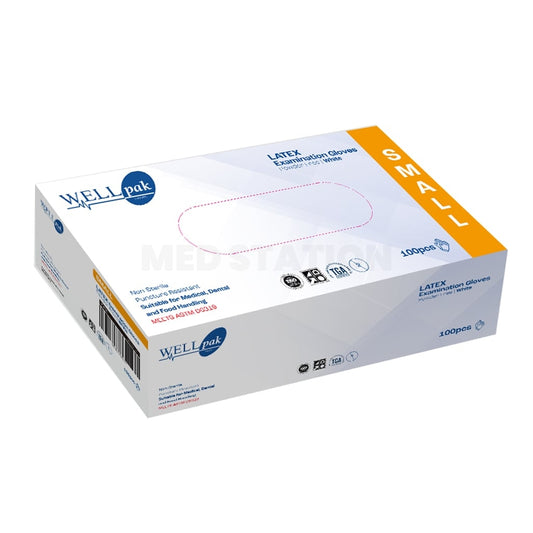 WELLpak White Powder Free Latex Gloves - S/M/L/XL
