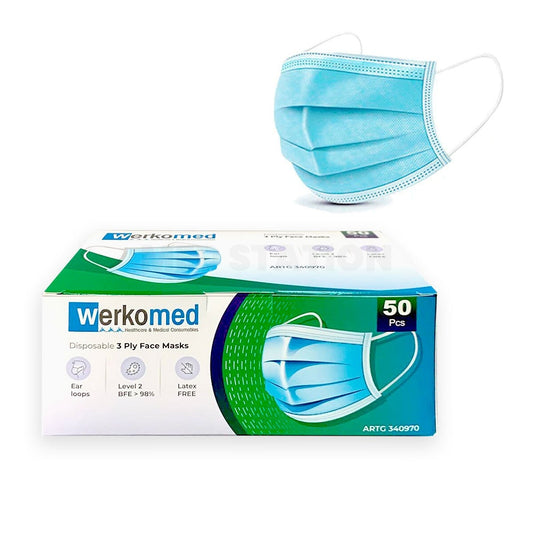 50PCS Disposable Level 2 Medical Face Mask TGA Approved 3PLY with Ear Loops BFE > 98%