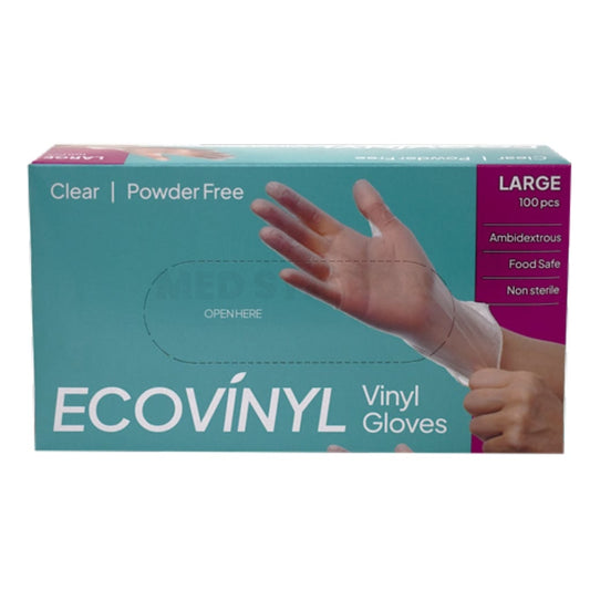 ECO VINYL Clear Powder Free Gloves Pack of 1000 (100PCS x 10 boxes) - Large