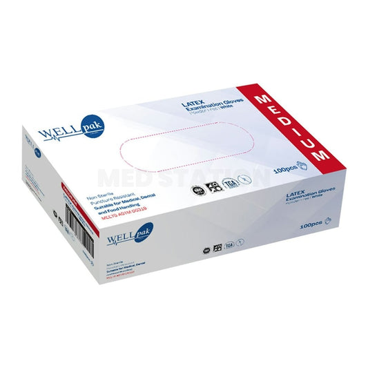 WELLpak White Powder Free Latex Gloves Pack of 1,000 (100PCS x 10 boxes) - Medium