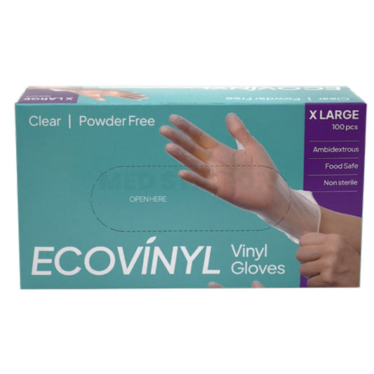 ECO VINYL Clear Powder Free Gloves Pack of 100 (1 box) - Extra Large