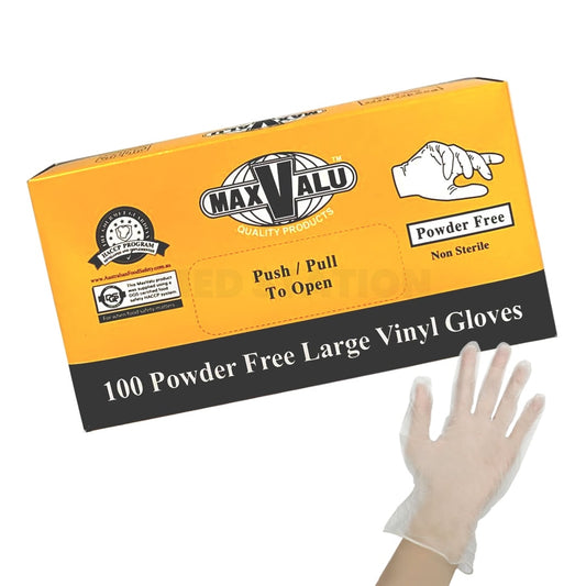 Powder Free Clear Vinyl Gloves Pack of 100 (1 box) - Large
